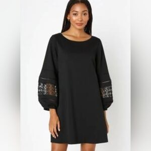 Chicos Womens Eyelet Balloon Sleeve Ponte Dress